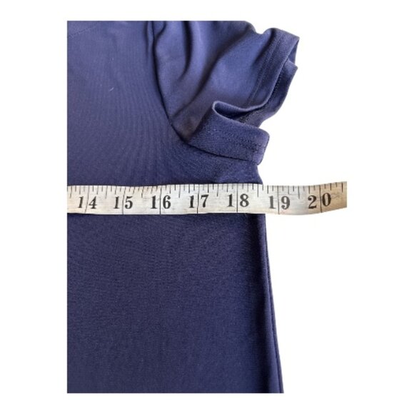 CHICO'S TRAVELER'S KNIT TUNIC LIGHTWEIGHT NAVY BLUE CAP SLEEVES  NWT SZ M - Picture 3 of 5